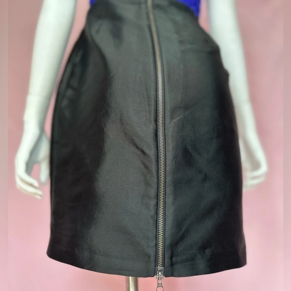 Reiss silk & cotton strapless purple black mini dress, size 6